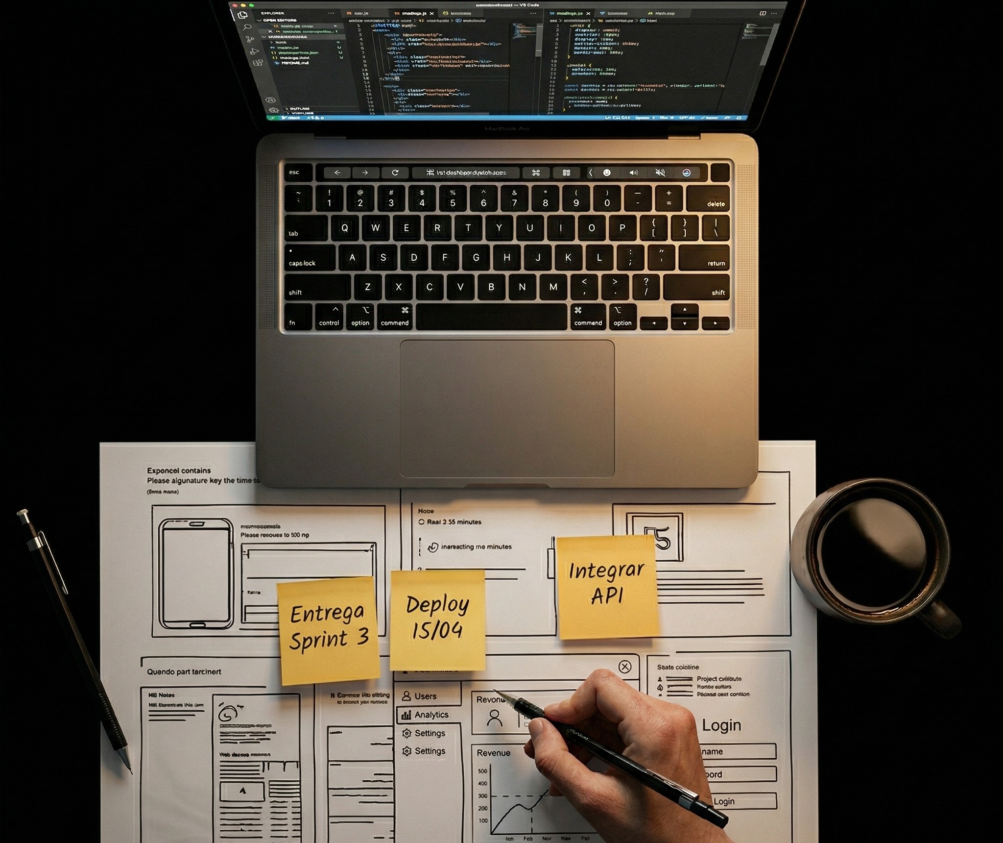 Planejamento de software — wireframes e fluxos de sistema
